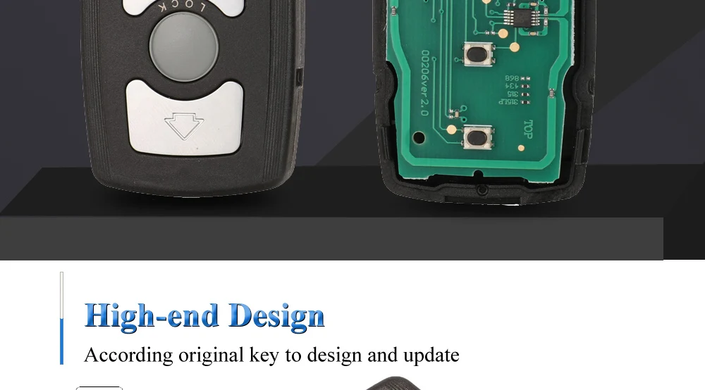 Keyforkess 4 pulsanti chiave a distanza Fob 315 / 315LP / 433Mhz / 868Mhz per la BMW Serie 7 E65 E66 con il circuito integrato ID46 7953 CAS1 sistema HU92 UNCUT - H9d5ccfe919d74ba2b2b964ea0ca1e839p