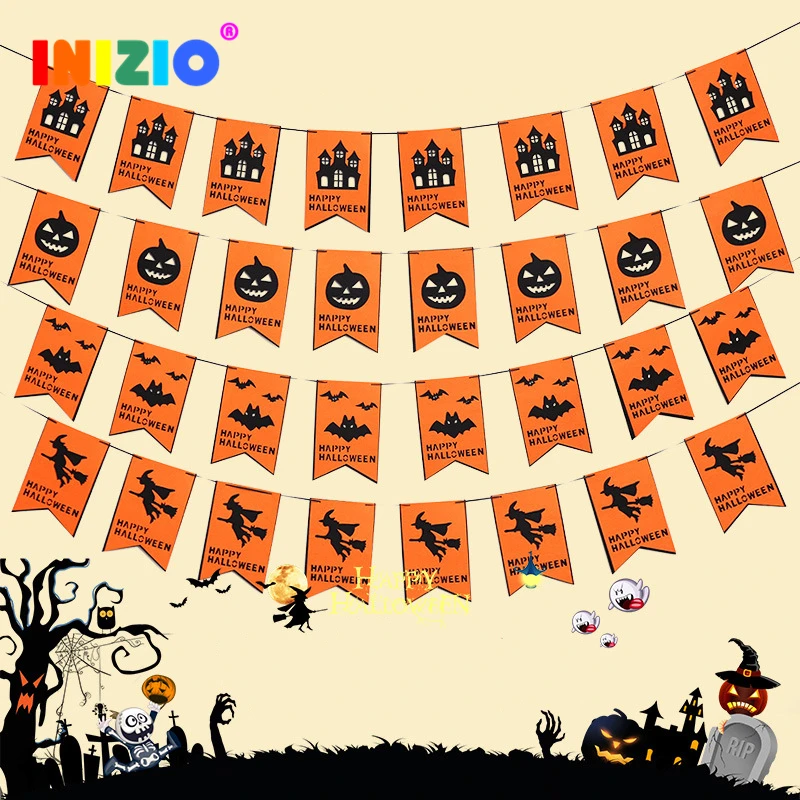 Halloween Skull Pirate Flags Polyester Flag Hanging Banner Home Party Decor 3m