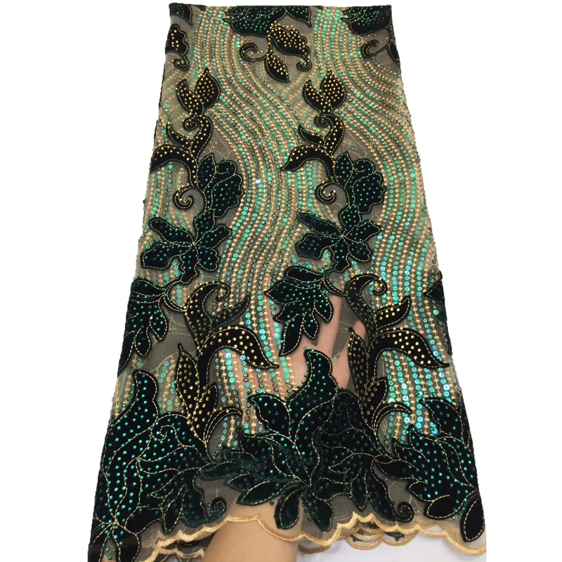 Африканская мода красивая кружевная ткань Цветочная аппликация бриллиантовый Тюль французская кружевная ткань для элегантного женского вечернего платья - Цвет: 05