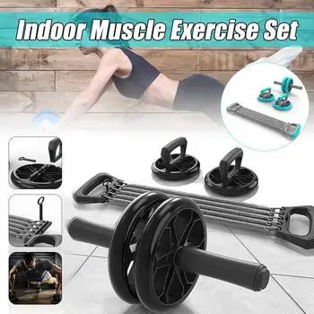 

AB Roller Kit Strong Load-bearing with Push-Up Bar Jump Rope Knee Pad Home Gym Abdominal Core Muscle Exercise Fitness Equipment