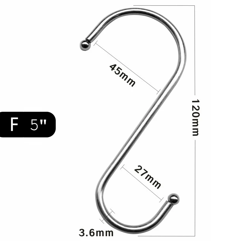 XZJJA 2-8 шт Металлические форменные крючки для кухни, аксессуары для ванной комнаты, подвесные стеллажи для хранения, вешалка для ключей, органайзер для мелочей, крючки для мясника - Цвет: F (12cm)