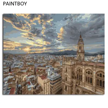 

Landscape Framed Pictures Painting By Numbers DIY Europe Home Decoration For Living Room Canvas Oil Painting Wall Art G010