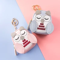 Korea Cute Cartoon Owl Zipper Leather Bag Key Coin Card Soft Small Purse Girl Boy Couple Airpod Storage Stationery Travel Gift 1