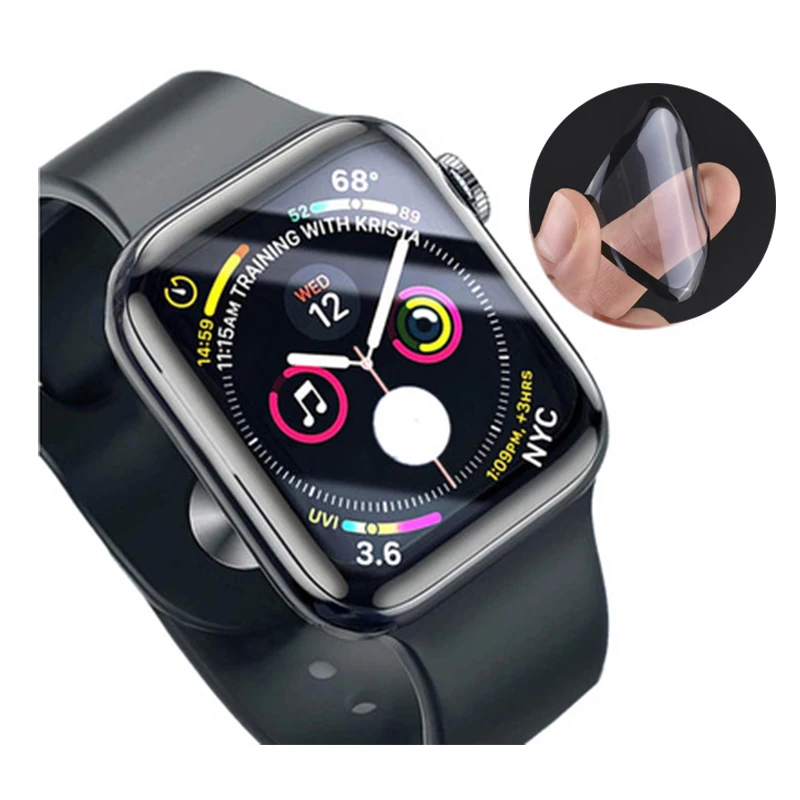 Protector de pantalla a prueba de agua para apple watch, 5, 4, 3, 38MM, 40MM, 44MM, 42MM, película de vidrio suave no templado para Iwatch 4/5/6/SE