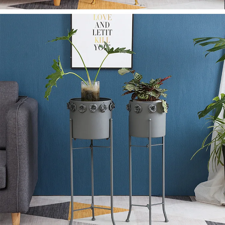 Подставка для цветов в скандинавском стиле, железный цветочный держатель для комнатной гостиной, простой балкон, металлическая креативная Цветочная полка, цветочный горшок для растений