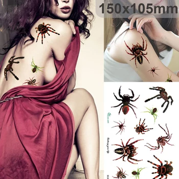 

Party Supplies Halloween Gifts Sexy Black Spider 3D Stickers Temporary Tattoo Body Art Flash Tattoo Sticker Waterproof Tatoo