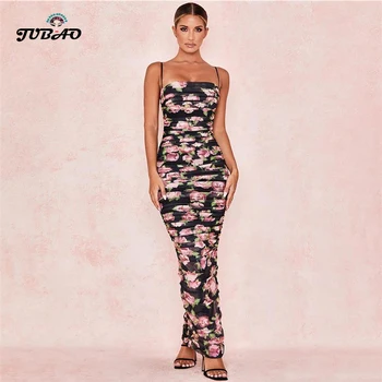 

New Vintage Floral Print Party Dress Off Shoulder Sexy Backless Ruched Split Maxi Dress Women Bodycon Vestidos dinner party 2019