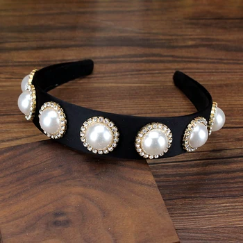 

fashion crystal and rhinestone headdress big pearl hairband simple girls headband for women hair accessories jewelry