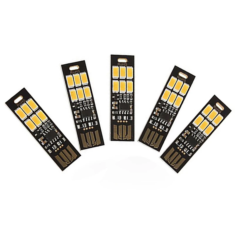 Mini Pocket Keychain Reading Night Lamp Dimmable SMD5730 USB 6 leds Light