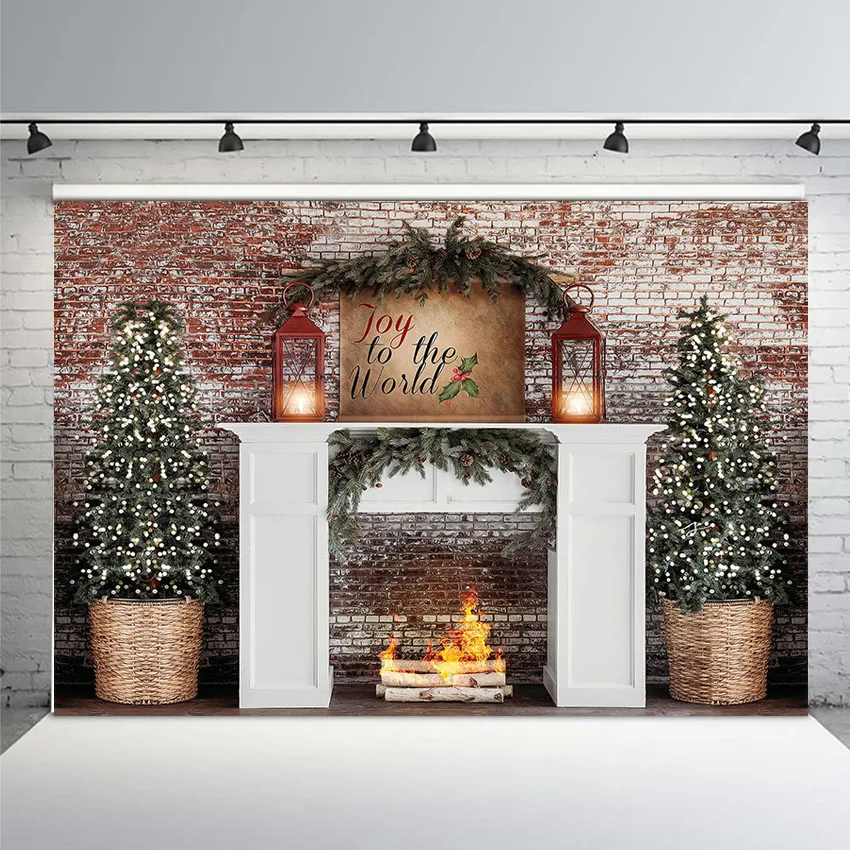 

Mehofoto Christmas Tree Brick Photography Backdrop Child Christmas Fireplace Decoration Background for Photo Studio for Picture