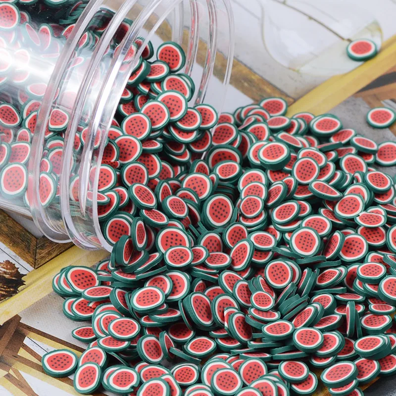 100 г фрукты фимо талисманы для клейкие аксессуары пушистые DIY украшения дополнение в слайме клоунд игрушки для песка наполнитель блеск прозрачный набор - Цвет: 11