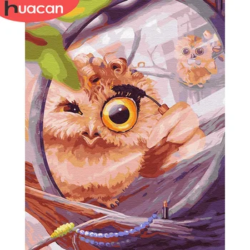 

HUACAN Pictures By Number Animal Gift DIY Oil Painting By Number Lovely Owl Home Decor Drawing On Canvas HandPainted Art Gift