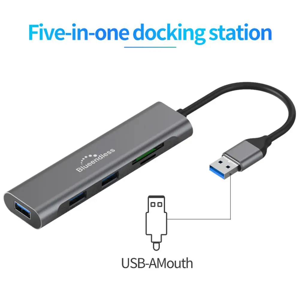 Blueendless док-станция USB/TYPE-C Многофункциональный(USB3.0*3+ SD карты памяти и слот для карты SD) 5-в-1 хаб-конвертер частоты 5Gbp/s - Цвет: USB