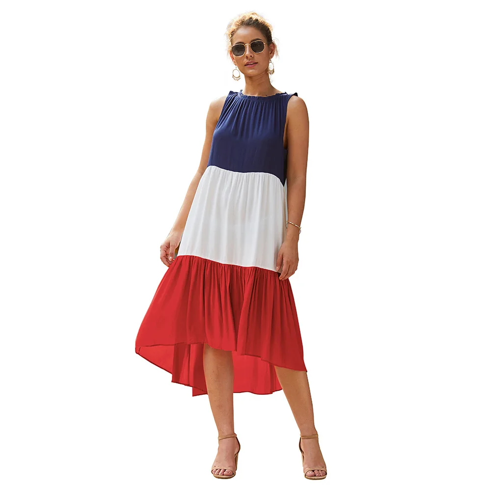 Женское Хлопковое платье с круглым вырезом разноцветное повседневное Свободное