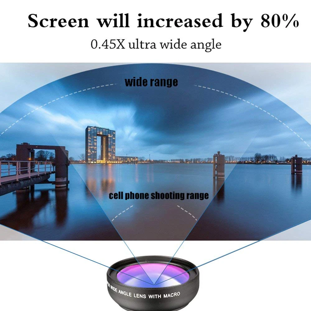 Smartphone Camera Lens Kit -- 0.45X Wide Angle Lens -2