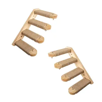 

Wall Mounted Cat Climbing Ladder Kitten Pet Furniture Play House Wood Climbing Stairs Frame with Sisal Rope