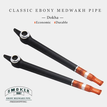 

▂ξ Smoker Classcal Medwakh Pipes Ebony Wooden Dokha For Smoking Corkscrew Gold Ratio Design Free Shipping