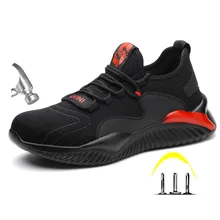 Chaussures de travail avec bout en acier grandes tailles pour hommes, bottes courtes, bottines à semelle intercalaire protectrice en métal inusable, mode hiver
