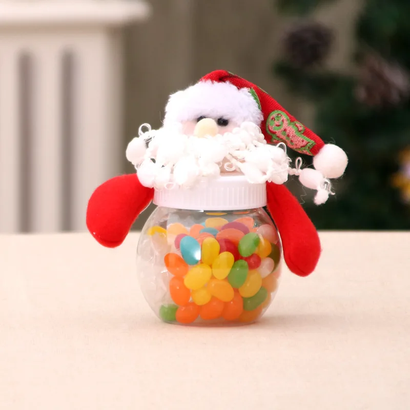 Cute Christmas Candy Cans Biscuit Food Storage Bottle Santa Claus children Gift Bag Christmas Party Window Table Decoration
