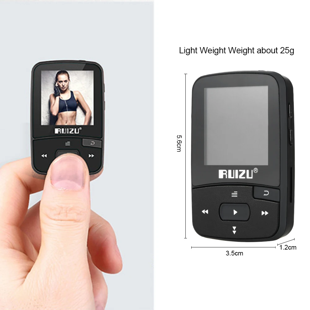 Ruizu X50 MP3-плеер Bluetooth HiFi без потерь звук шагомер TF карта fm-радио Mp3 плеер 20 шт./партия