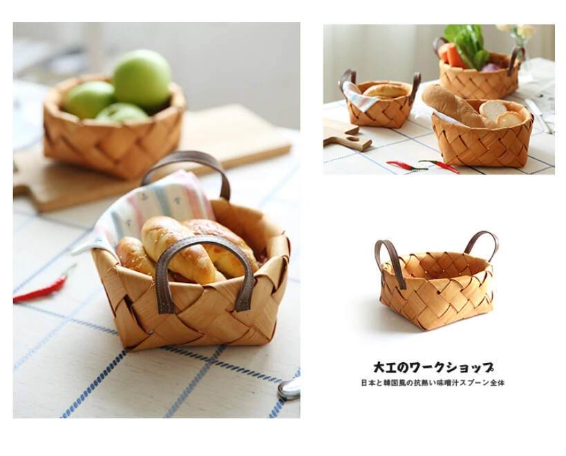KINGLANG, японская корзина ручной работы из древесной стружки, семейная корзина для фруктов и хлеба, плетеная корзина для пикника