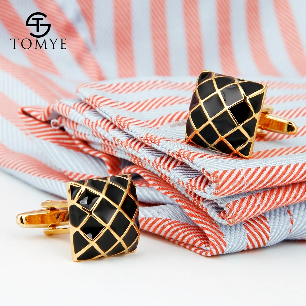 

TOMYE High Quality Cufflinks For Men Square Black Mesh Cufflinks XK18S302