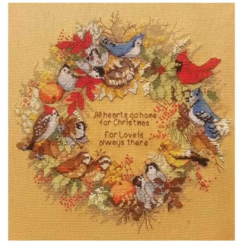 

Birds wreath animals patterns Counted Cross Stitch DMC 11CT 14CT DIY Chinese Cross Stitch Kits Embroidery Needlework Sets