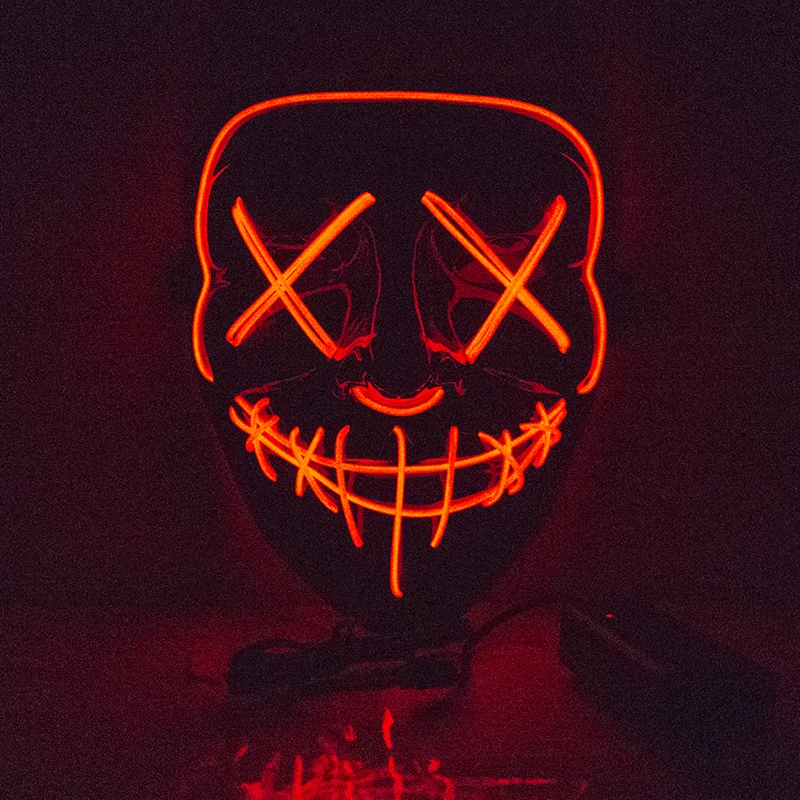 Двухцветная светодиодная маска, вечерние маскарадные маски на Хэллоуин, неоновая маска, светится в темноте, тушь для ресниц, страшная маска, Очищающая маска - Цвет: x11032b