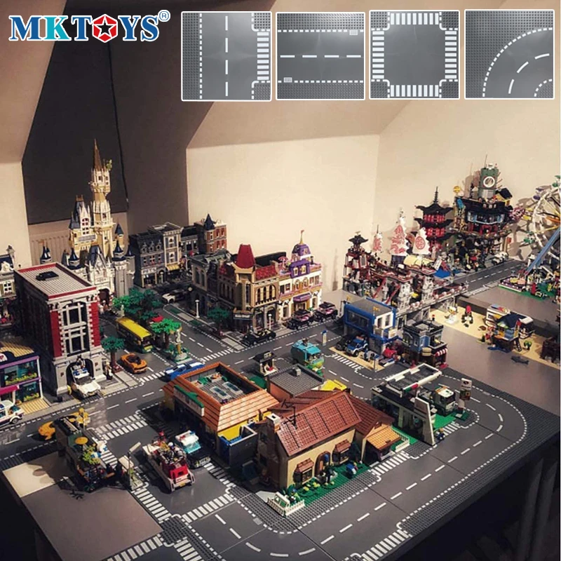 Базовая пластина MKTOYS Классический конструктор в 32*32 точки сборная гоночный город улица подарок|Блочные