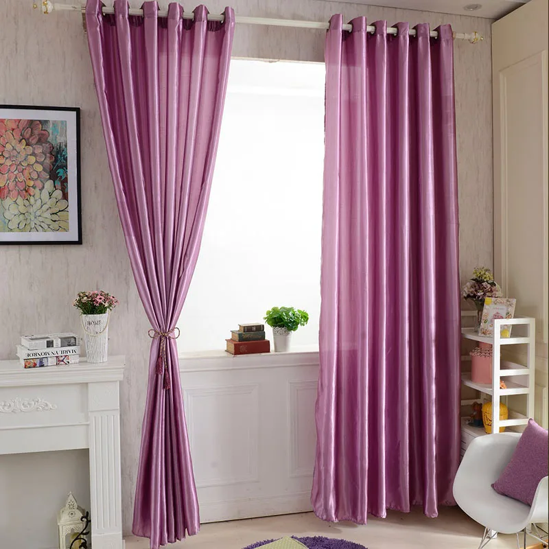 Шторы светонепроницаемые однотонные из атласной ткани 100*250 см|Занавеска| |