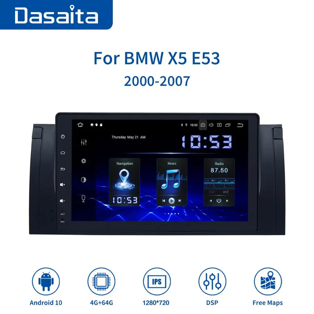 

Dasaita 9" IPS Multi-Touch Screen GPS Bluetooth Android 10.0 Car Radio for BMW E39 E53 X5 Car Stereo Multimedia Navigation HDMI