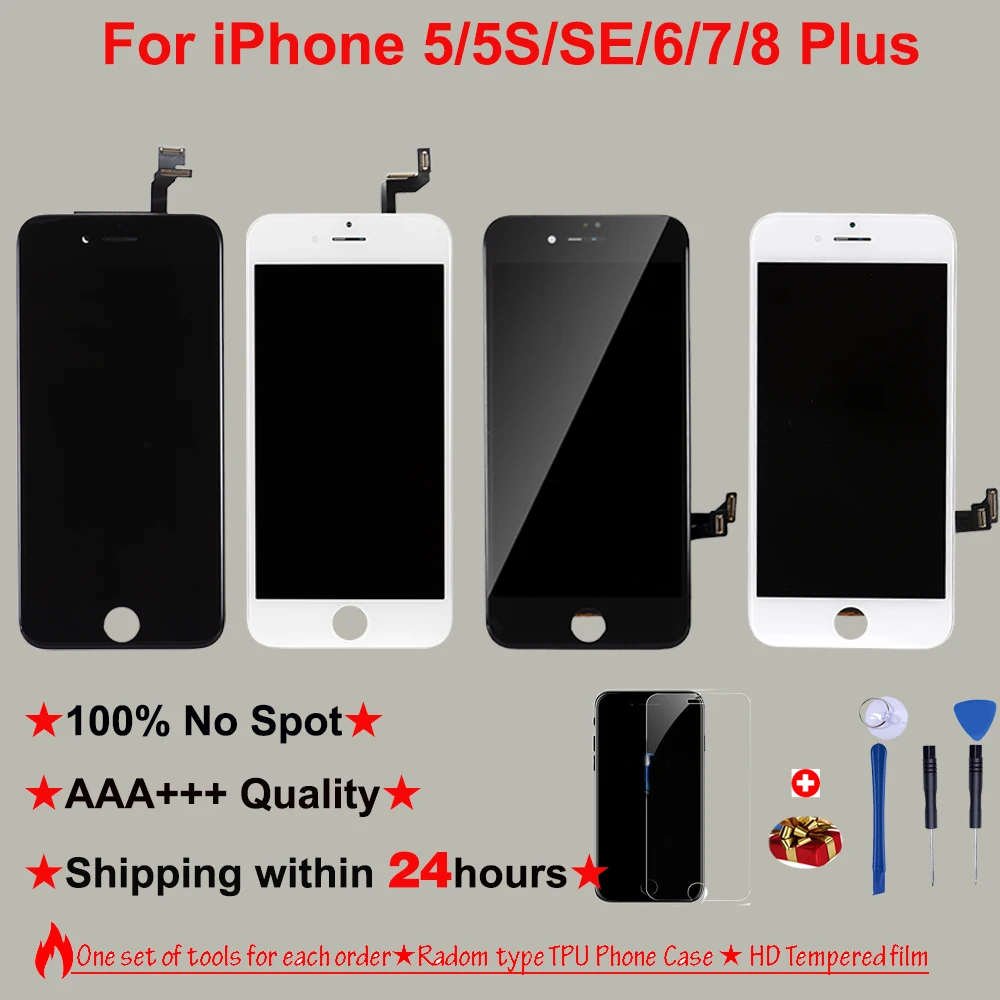 Новинка 100% ЖК дисплей для iPhone 6 6S 7 8 Plus 3D сенсорный экран Замена 5 5S без мертвых