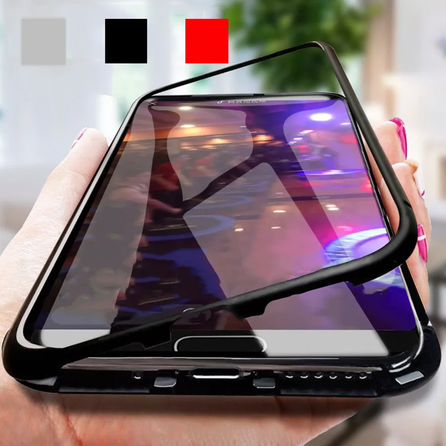 

note7 Case On For Xiaomi Redmi Note 7 Flip Magnetic Case Xaomi Xiomi 5 6 Pro note5 Magnet Metal Clear Phone Rear Cover Bumper