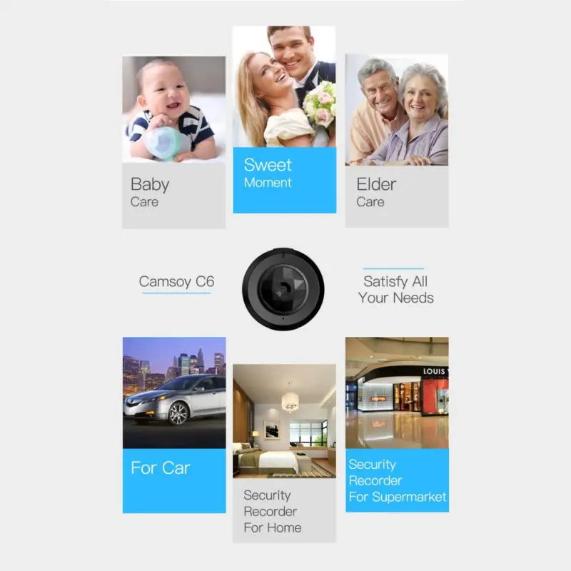 C6 HD Прозрачная мини-камера ночного видения Обнаружение движения маленькая камера Домашняя безопасность видеокамера со смартфоном приложение