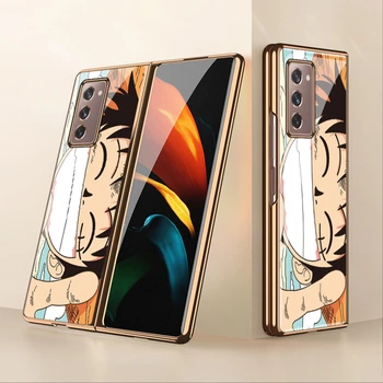 

Samsung zfold2 mobile phone case W21 folding protective case sm-f9160 glass electroplating w2021 Luffy cartoon male