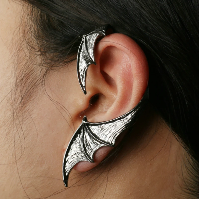 Gothic Punk Dragon Wing Cuff Ear Clip On Earrings Unisex Dragon Shaped Ear Nail Cuff Earrings For Women Fashion Jewelry 1pcs