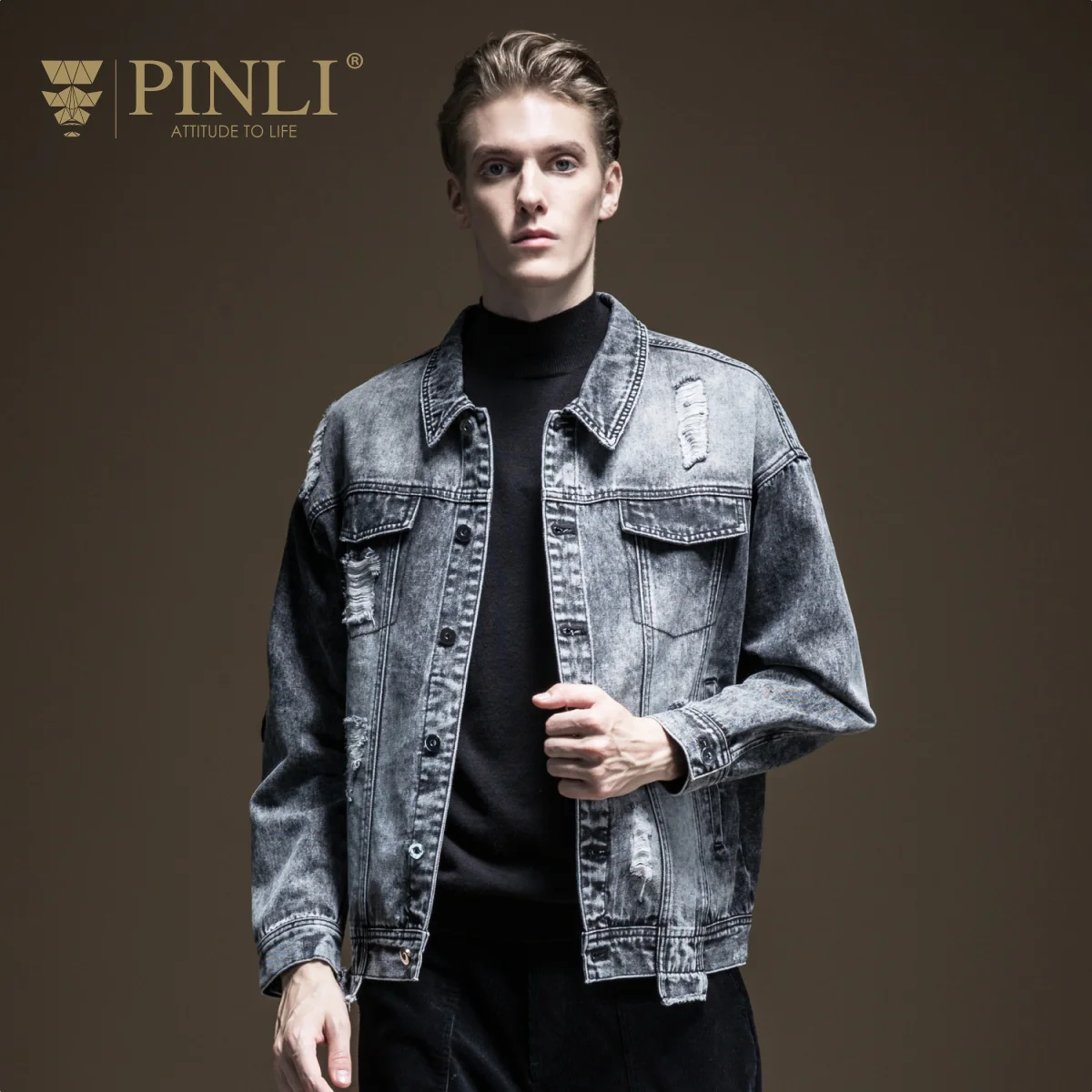 Jaqueta Masculino Limited Pinli, Новинка осени, Мужская одежда, вышитая куртка с отверстиями, пальто с лацканами, B193404190