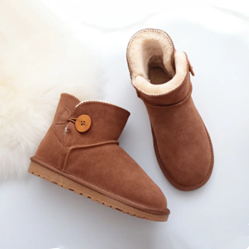 

ankle genuine leather boots women Free shiping wholesale australia classic Non-slip rubber outdoor snow black boots big size 43