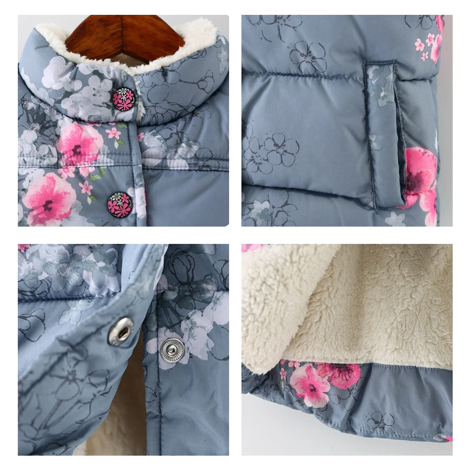 New Winter Floral Vest Coat Girls Plum Flower Sleeveless Jacket Kids Fur Down Vest Jacket Baby Clothes Thick Outerwear Waistcoat Outerwear & Coats for baby