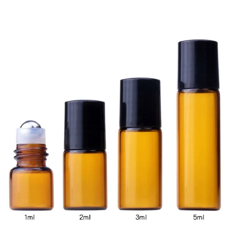 

Empty Amber Glass Roll On Bottle Cosmetic Sample Perfume Aromatherapy Refillable Roller Bottles For Essential Oils