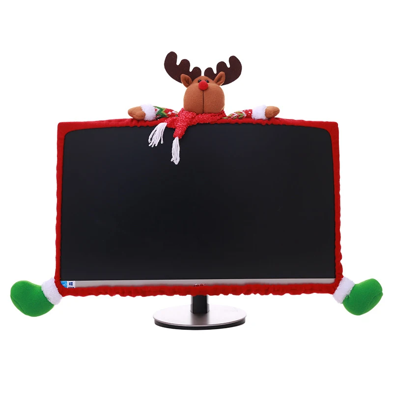 Рождественский Настольный чехол для телевизора с изображением Санта-Клауса, снеговика, оленя, рождественских декораций