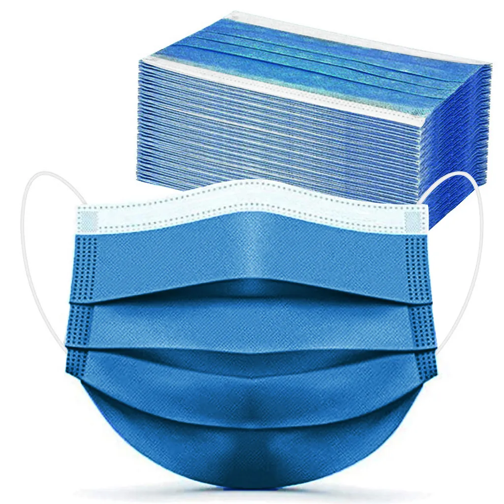 Mascarilla facial desechable no tejida, máscara de gasa transpirable con cubierta elástica para la boca, color morado, 10/100 Uds.