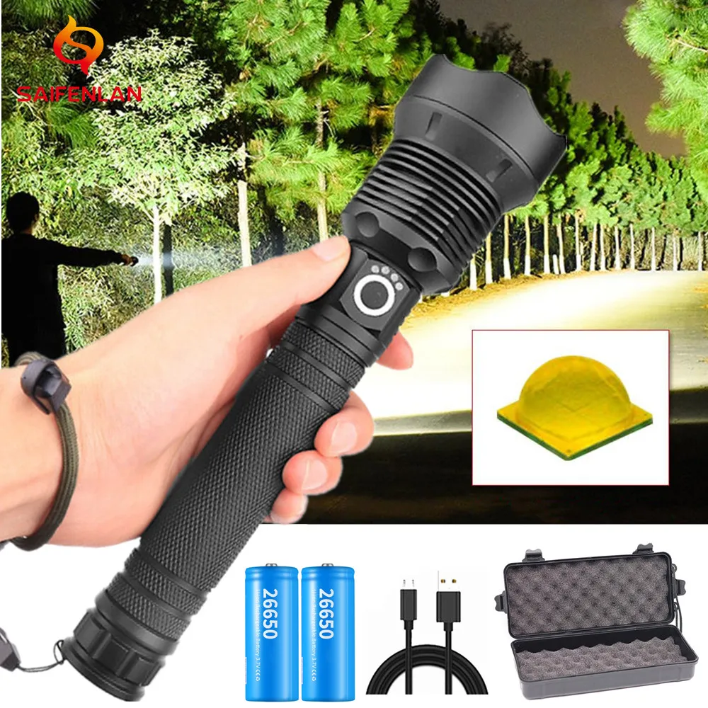 

LED Flashlight 90000 lumens xhp70.2 Powerful Flashlight 18650 26650 USB Torch xhp70 Lantern Tactical Hunting Lamp Hand Light