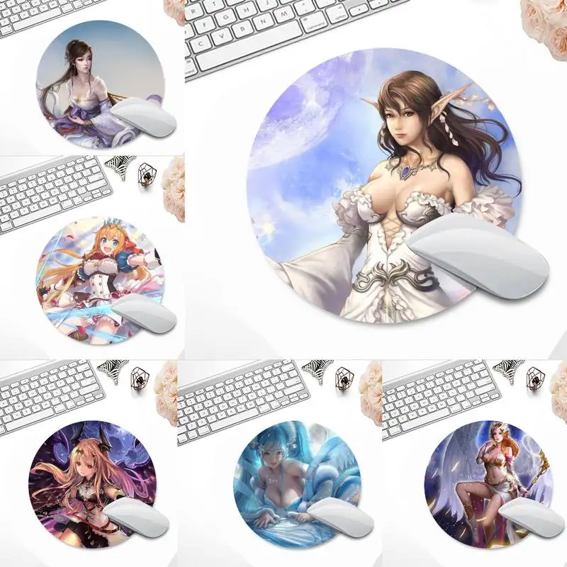 3D Anime Girl Large Mouse pad PC Computer mat Round Non-slip Cushion | Компьютеры и офис