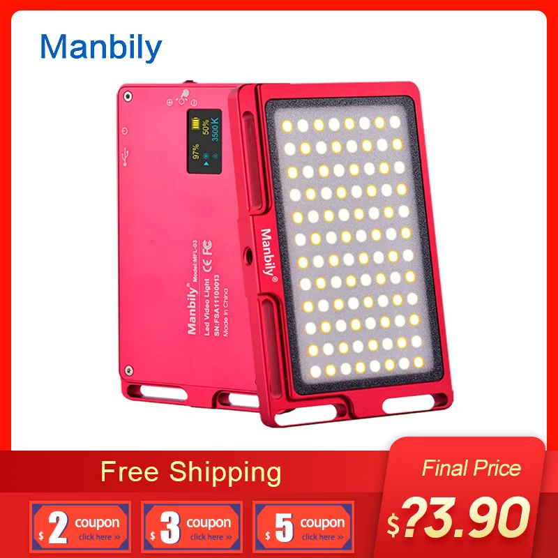 Светодиодная мини лампа Manbily MFL 03 3500 5700K для видеокамеры 96 светодиодных фотоламп
