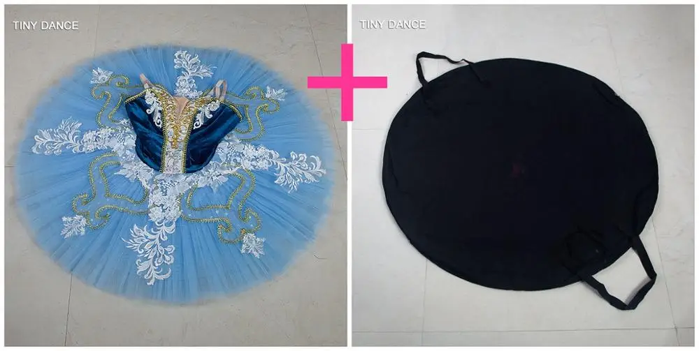 tutu and black bag Индивидуальные профессиональные юбки-пачки, синий бархат, лиф, балерина, танцевальное платье-пачка для сольных танцев, выступлений или соревнований, B17153 - Цвет: tutu and black bag
