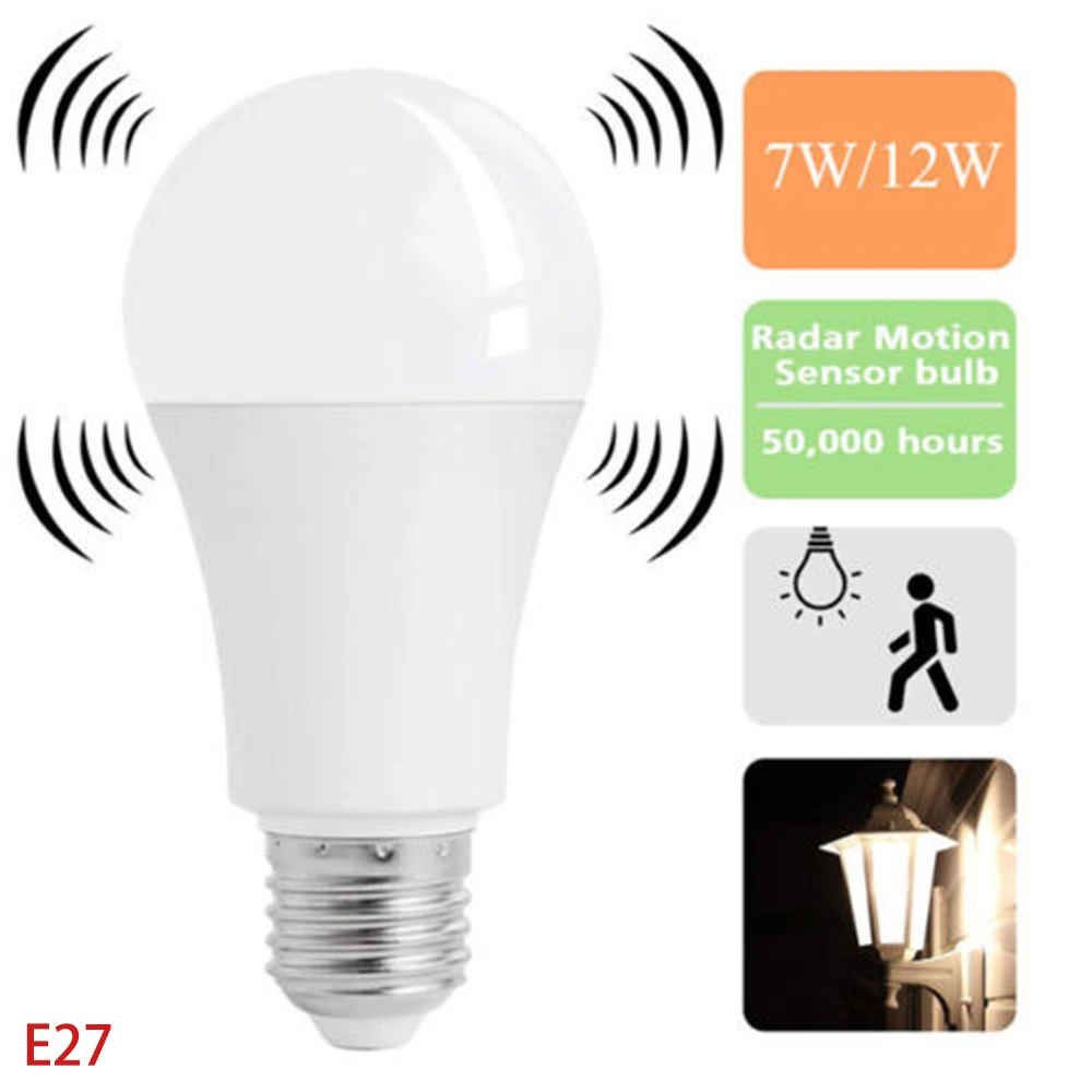 LED Light E27 Bulb Radar Motion Sensor Bulb AC 220V 240V 12W 9W 7W 5W Lampada LED Spotlight Table Lamp|Holiday Lighting| - AliExpress