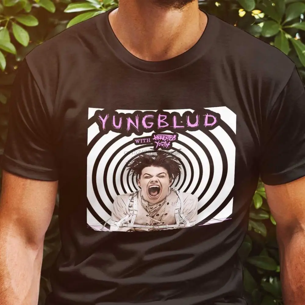 Yungblud Tour-футболка Черная Мужская забавная Мужская футболка с рисунком хип-хоп Хлопок Уличная футболка