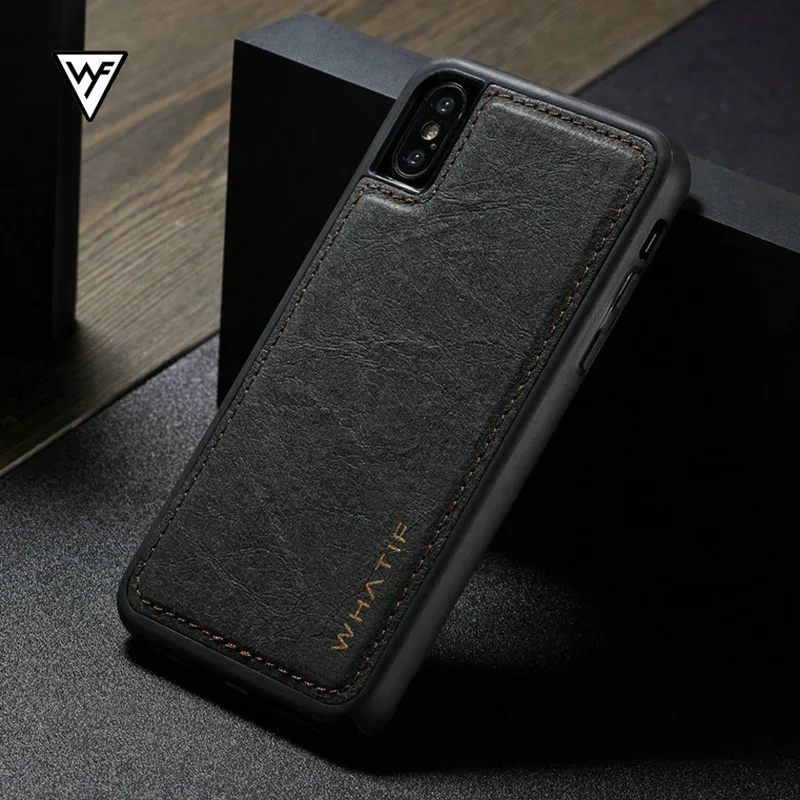 WHATIF для IPhone 8 7 6S Plus X чехол мягкий ТПУ крафт кожаный чехол s для Iphone 11 11Pro X XS Max XR защитный чехол - Цвет: Черный
