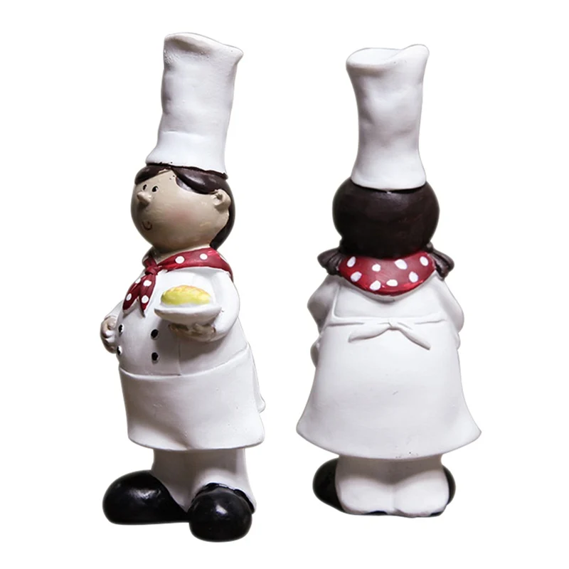 1 Pair of Creative Boy Girl Chef Decoration Home Decoration Resin Crafts Wine Cabinet Window Restaurant Bakery Decoration
